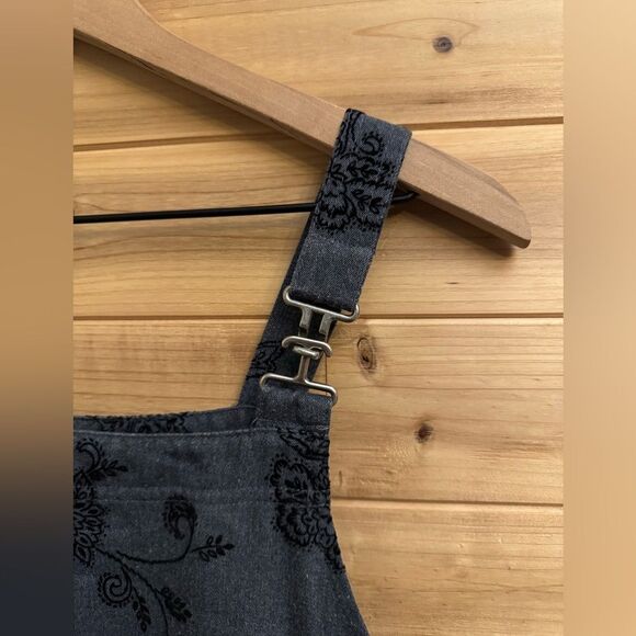 Vintage Talbots Size Large Gray Velvet Floral Overall Dress Whimsigoth Goth - Picture 3 of 12